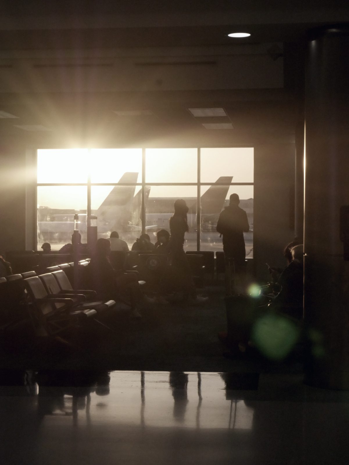 Passengers at the gate at first light